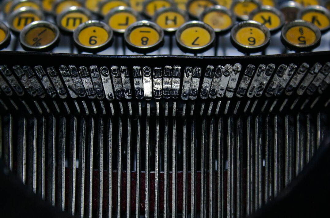 Close-up of vintage typewriter keys