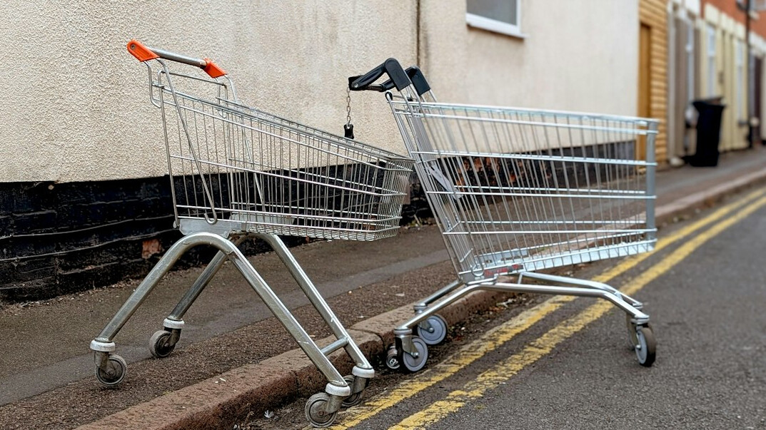abandoned shopping cart in supermarket